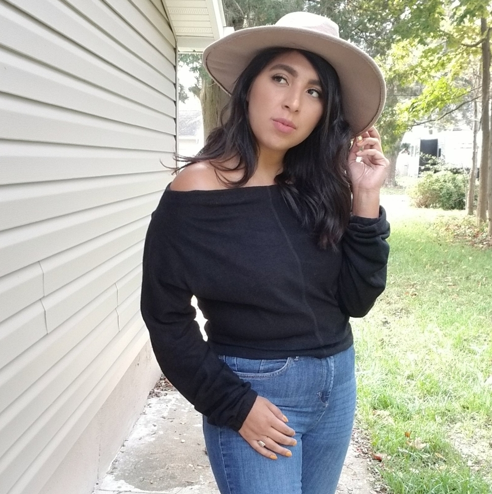 FLASHSALE⚡JUST FOR FUN BLACK OFF SHOULDER SWEATER - Picture 4 of 16